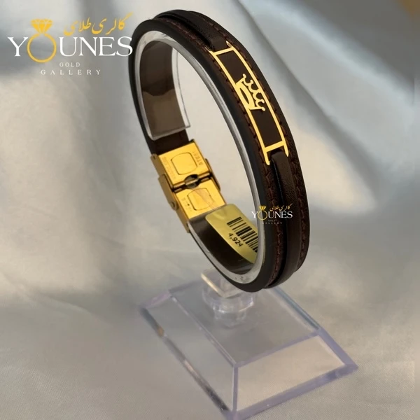 دستبند طلا چرم مردانه تاج